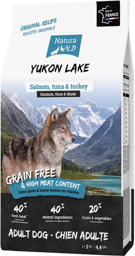 Сухой корм для собак Natura Wild Yukon Lake беззерновой для взрослых собак всех пород с лососем, тунцом и индейкой 2 кг
