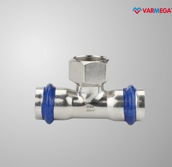 Фитинг Varmega Тройник раструбный Inox Press с внутренней резьбой 22x1/2"x22 VM720220422