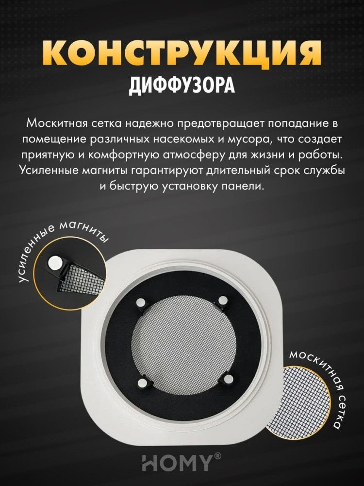Вентиляционная решетка HOMY AIR Lite круглый AL100B d150 (черная)