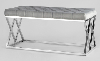 Пуфик Stool Group Инсигния Bench-011-GR (вельвет серый/сталь серебристый)