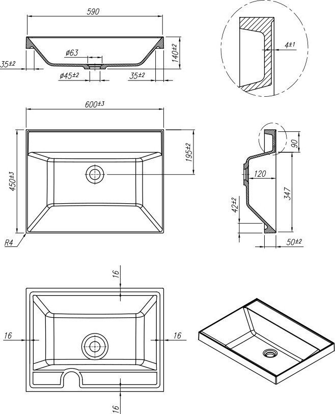 Умывальник Roxen Mila 60-NH 3001160-NH