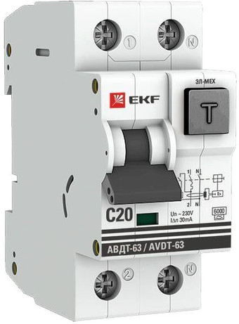 Дифференциальный автомат EKF PROxima АВДТ-63 20А30мА DA63-20-30e