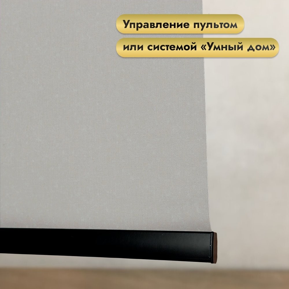 Рулонная электроштора НеоФьюжен Эден 250 240х200 левая (серый лен, черная фурнитура)