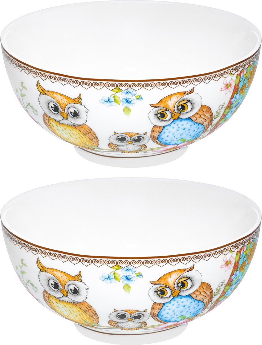 Набор салатников Elan Gallery Совушки New Bone China 420784