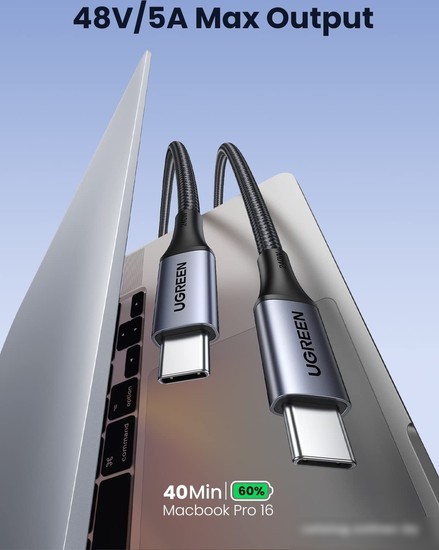Кабель Ugreen US535 15311 USB Type-C - USB Type-C (1 м, черный)