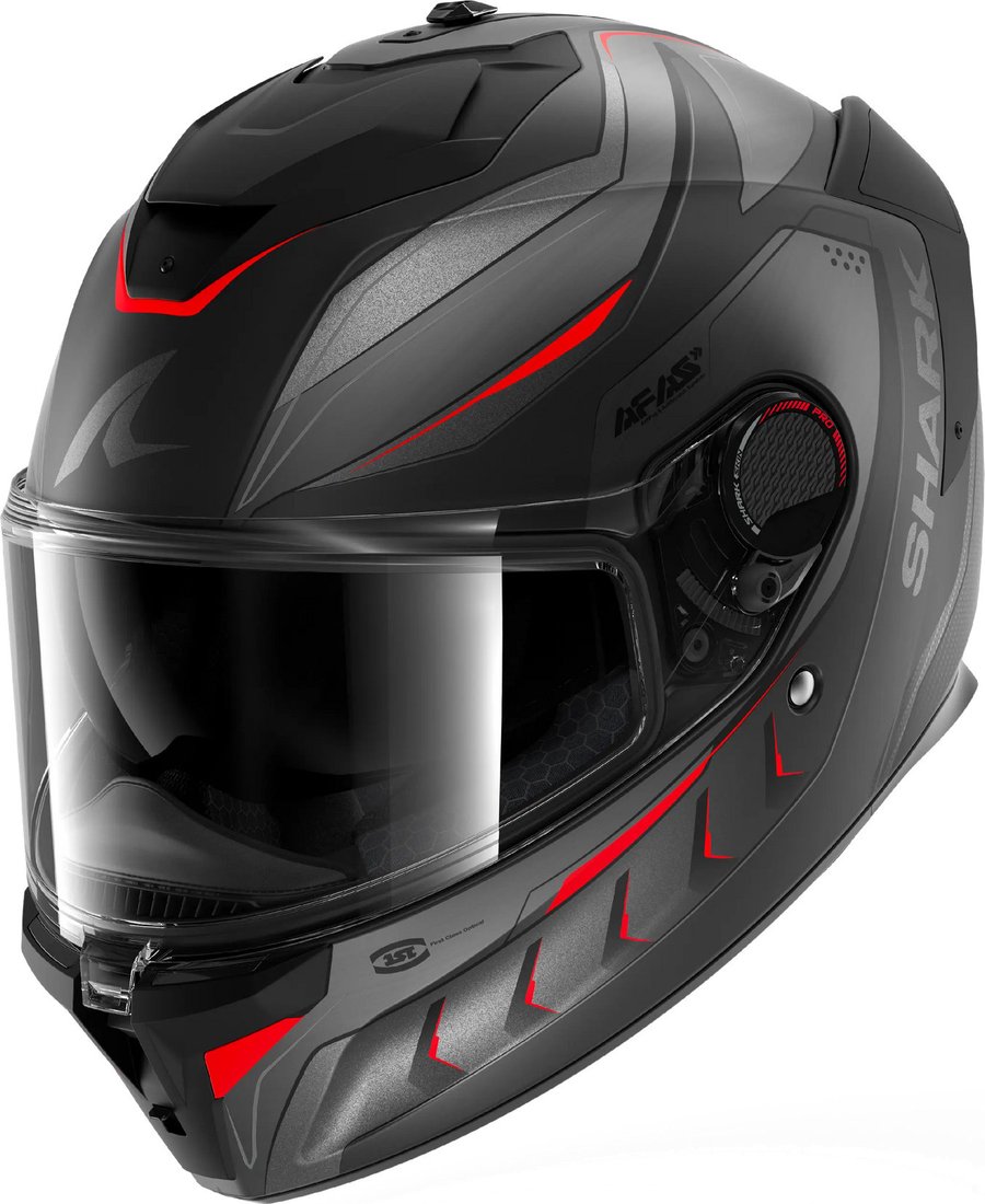 Мотошлем Shark Helmets Spartan GT Pro Carbon Mekarium HE1360E-DAR-M (M, черный матовый/антрацит/красный)