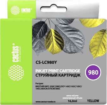 Картридж CACTUS CS-LC980Y (аналог Brother LC980Y)