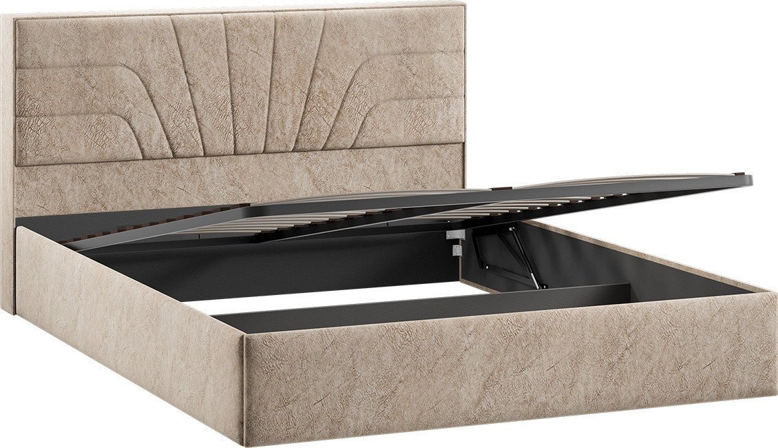 Кровать Трия Пандора с ПМ и заглушиной 160x200 Тип 1 (микровелюр Wellmart Dark Beige)