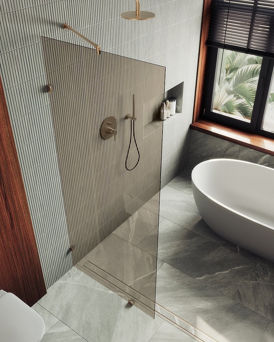 Душевая стенка MaybahGlass 79x195 MGD-262-2 (бронзовое стекло/бронза)