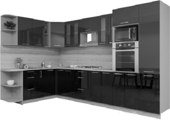 Готовая кухня Интерлиния Мила Gloss 1.88x3.4 левая (капучино)