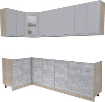 Готовая кухня Интерлиния Мила 12x24 без столешницы (серебристый/бетон)