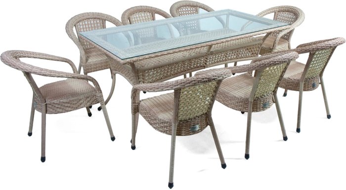 Обеденная группа Aiko Rattan Deco 8 (бежевый)