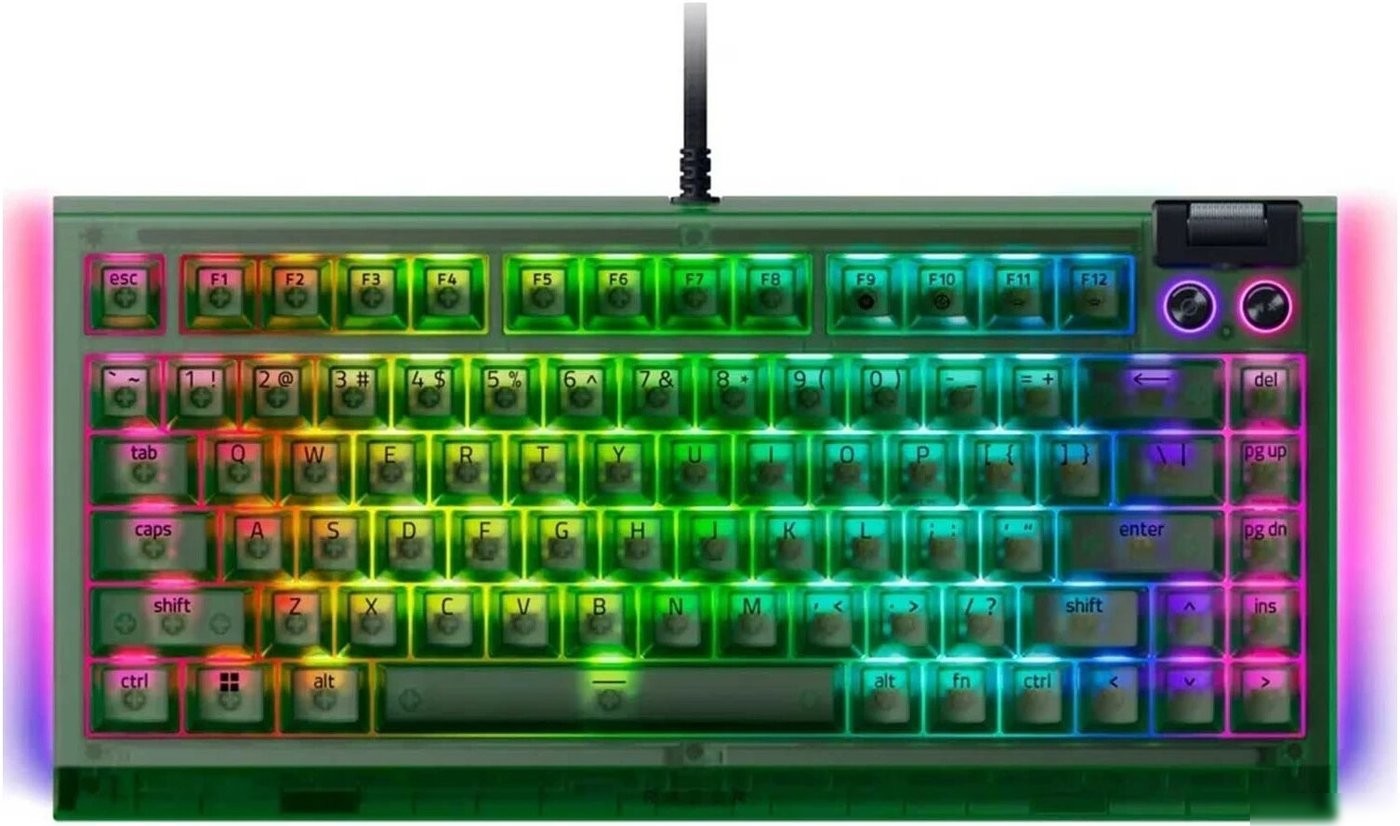 Клавиатура Razer BlackWidow V4 75% Phantom Edition (зеленый, нет кириллицы)