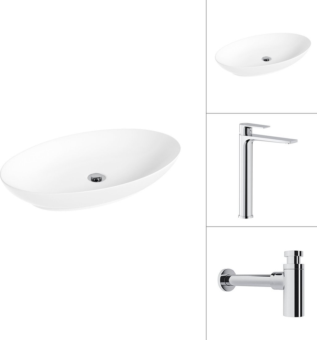Умывальник Lauter 21571 + Reef 21CK8678C с сифоном 21635CH (хром)