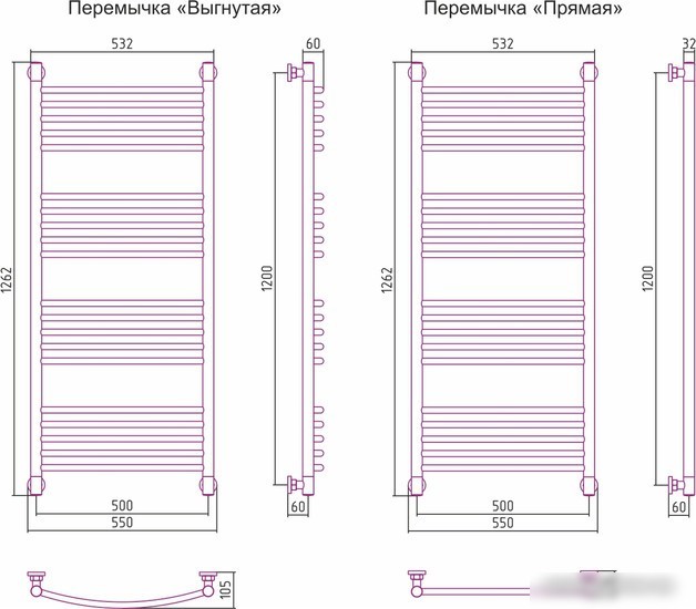 Полотенцесушитель Сунержа Богема+ 1200x500 071-0220-1250