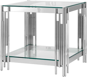 Журнальный столик Stool Group Гэтсби 55x55 EET-027 (прозрачное стекло/сталь серебристый)
