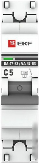 EKF ВА 47-63 1P 5А (C) 4.5kA PROxima mcb4763-1-05C-pro