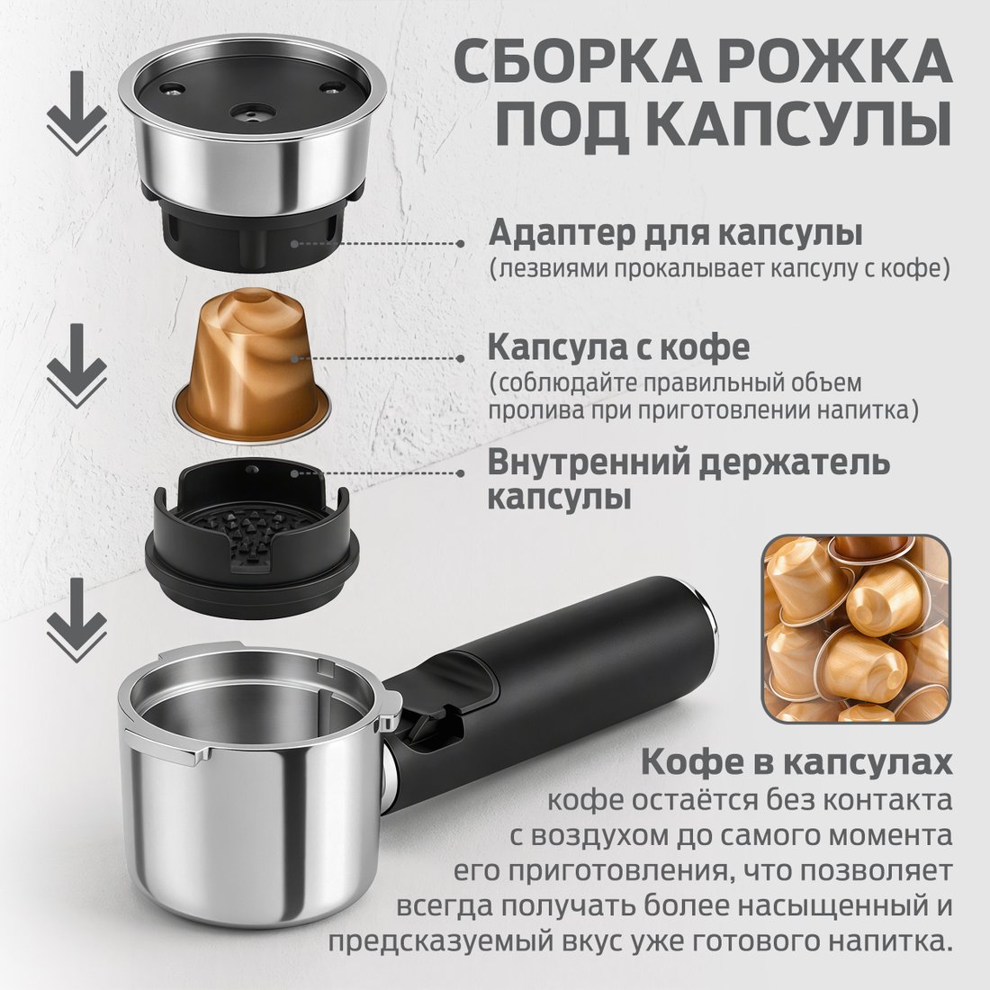 Рожковая кофеварка Holt HT-CM-013