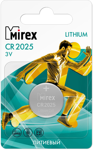 Батарейка Mirex CR2025 литиевая блистер 2 шт 23702-CR2025-E2