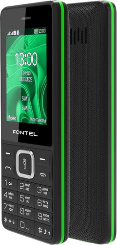 Кнопочный телефон Fontel FP240 (черный/зеленый)