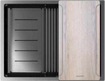 Кухонная мойка Paulmark Next-Multi Sink 58 UNI PM785845-GM (вороненая сталь)