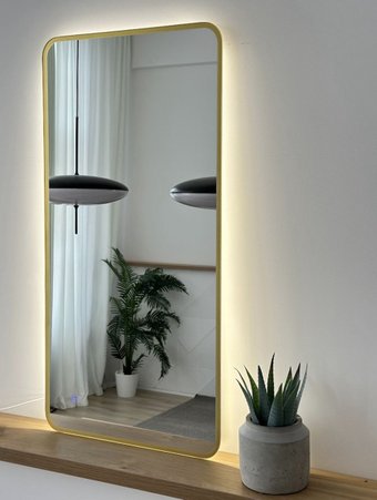 Зеркало с подсветкой eMZe Smartphone 45x77 LED.UV.SMART.45.77.AUR (золото с УФ-окантовкой и подсветкой)