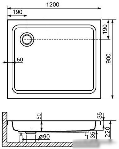 Душевой поддон RGW Style 120x90