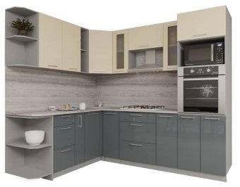 Готовая кухня Интерлиния Мила Gloss 1.88x2.4 левая (ваниль-асфальт)