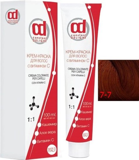 Крем-краска для волос Constant Delight Crema Colorante с витамином С 7/7 средне-русый медный