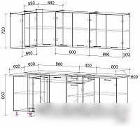 Готовая кухня Интерлиния Мила Лайт 1.2x2.2 (белый платинум/дуб веллингтон/белый гранит)