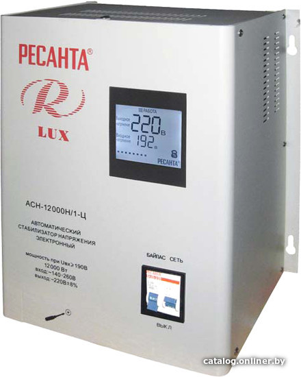Стабилизатор напряжения Ресанта Lux АСН-12000Н/1-Ц Стабилизатор напряжения Ресанта Lux АСН-12000Н/1-Ц