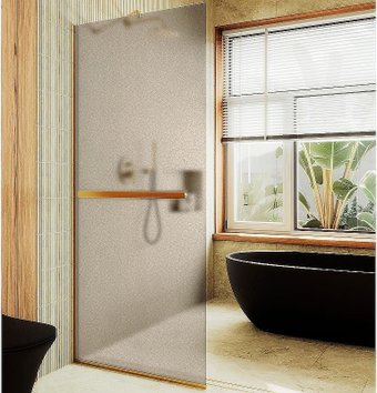 Душевая стенка MaybahGlass 99x195 MGD-1460-3у (бронзовое матовое стекло/золото)