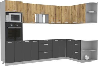 Готовая кухня Интерлиния Мила Лайт 1.68x3.0 правая без столешницы (дуб золотой/антрацит)