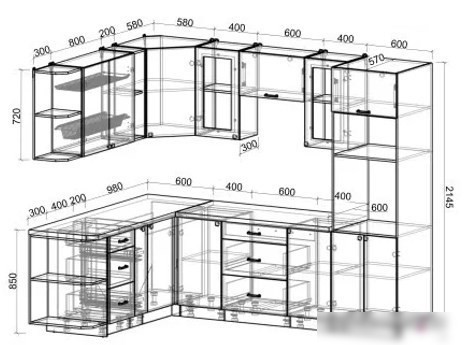 Готовая кухня Интерлиния Мила Деко 1.88x2.6 левая (пепел-пепел-опал светлый)