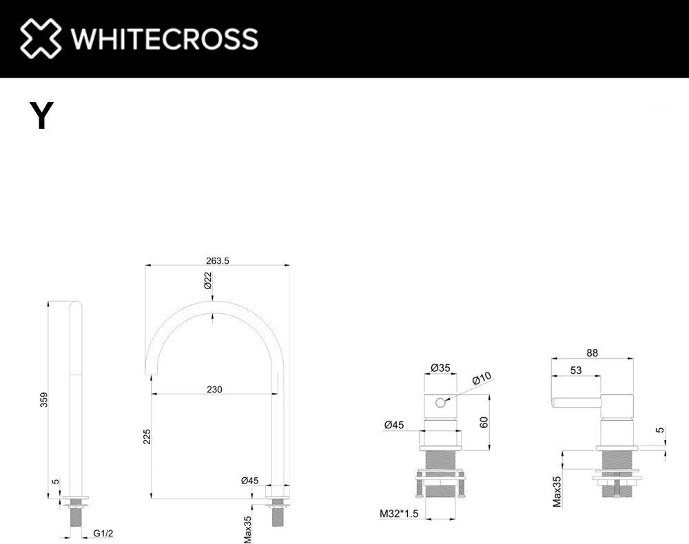 Смеситель Whitecross Y1218GLB (брашированное золото)