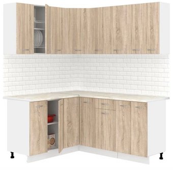 Готовая кухня Кортекс-мебель Корнелия Лира 1.5x1.8 (дуб сонома/королевский опал)