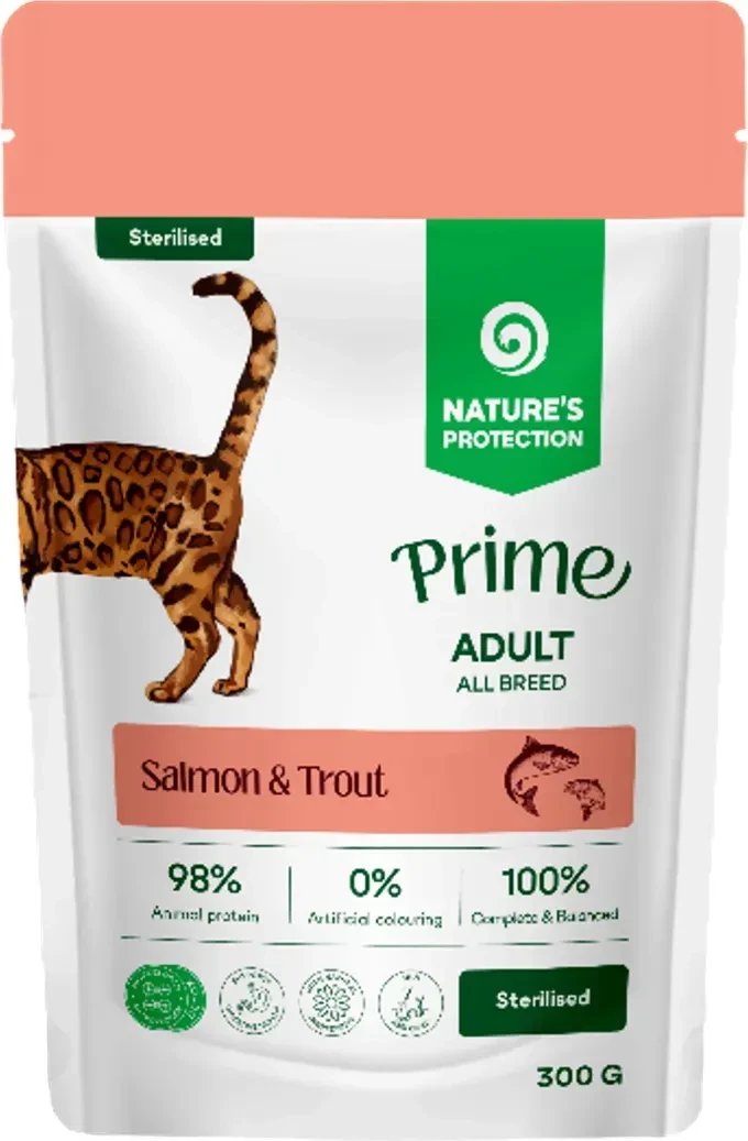 Пресервы Nature's Protection NP Prime Sterilised Кусочки в соусе лосось/форель (3x300г)