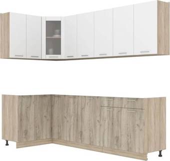Готовая кухня Интерлиния Мила 12x25 без столешницы (белый платинум/дуб серый)