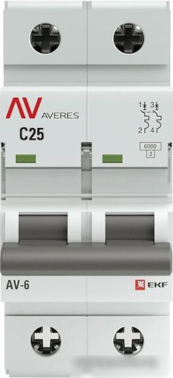 Выключатель автоматический EKF Averes AV-6 2P 25A (C) 6kA mcb6-2-25C-av