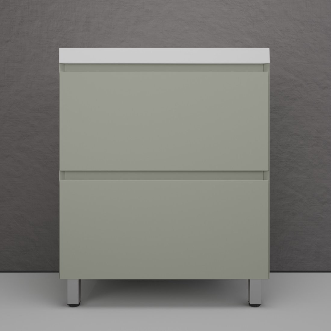 Symbolite Тумба под умывальник Манхэттен 70 Plus 2 ящика + Asti 70x45 (олива/серый шелк)