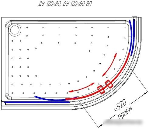 Душевой уголок Radomir 120x80 R 1-03-1-2-0-0090 (прозрачное стекло)