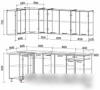 Готовая кухня Интерлиния Мила Лайт 1.2x2.3 (бетон лайт/дуб золотой/опал светлый)