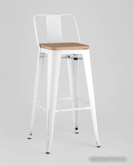 Стул Stool Group Tolix Wood со спинкой YD-H675E-W LG-02 (белый глянцевый/светлое дерево)