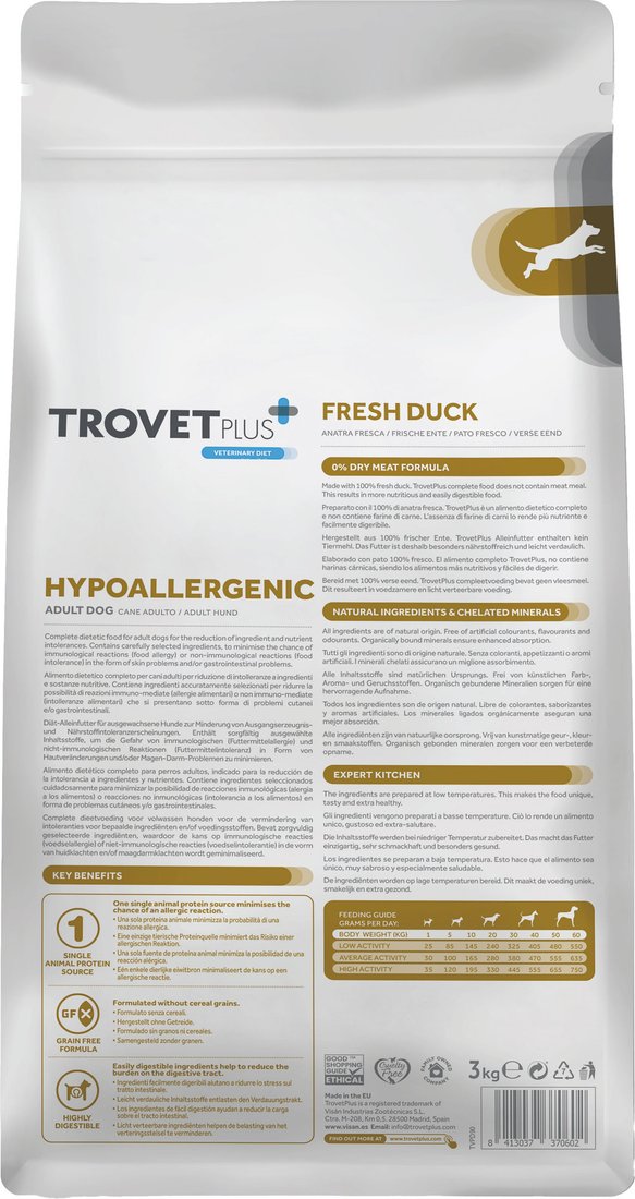 Сухой корм для собак Trovet Plus Adult Dog Hypoallergenic Fresh Duck (10кг)