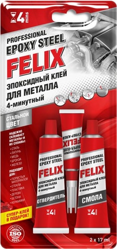 Felix Клей эпоксидный для металла стальной 2x17мл 411040063