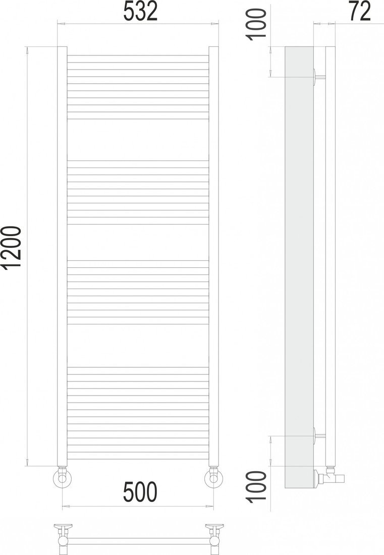 Полотенцесушитель TERMINUS Аврора П22 50x120 RAL 9005