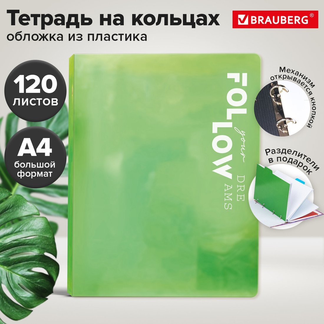 Общая тетрадь BRAUBERG Move 405254 (120л, салатовый)