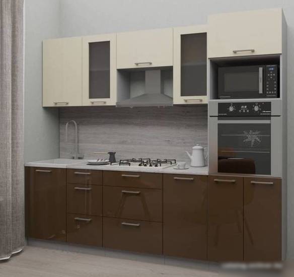 Готовая кухня Интерлиния Мила Gloss 2.5 (ваниль-шоколад)