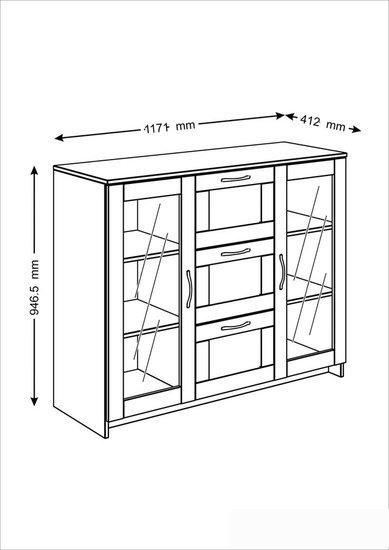 Комод Mio Tesoro Сириус 2 двери со стеклом и 3 ящика 117x95 2.02.03.380.1 (белый)