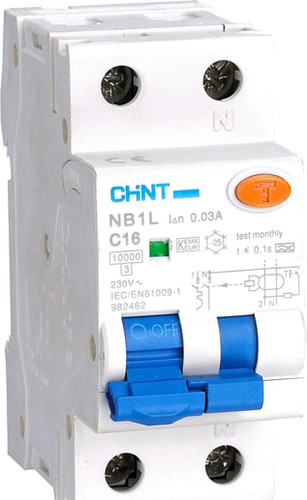 Дифференциальный автомат Chint NB1L 1P+N B 6А 30мА тип AC 10кА 203096